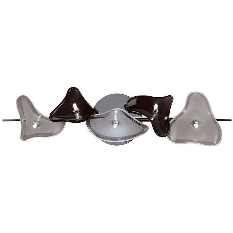 Inspired Mantra Otto Barra G4 de 5 luces para techo/pared, cromo pulido/vidrio esmerilado/vidrio negro, no compatible con led/cfl
