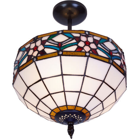 Plafón bajo de techo con pantalla Tiffany, luz indirecta diámetro 30cm Serie Museum 286544