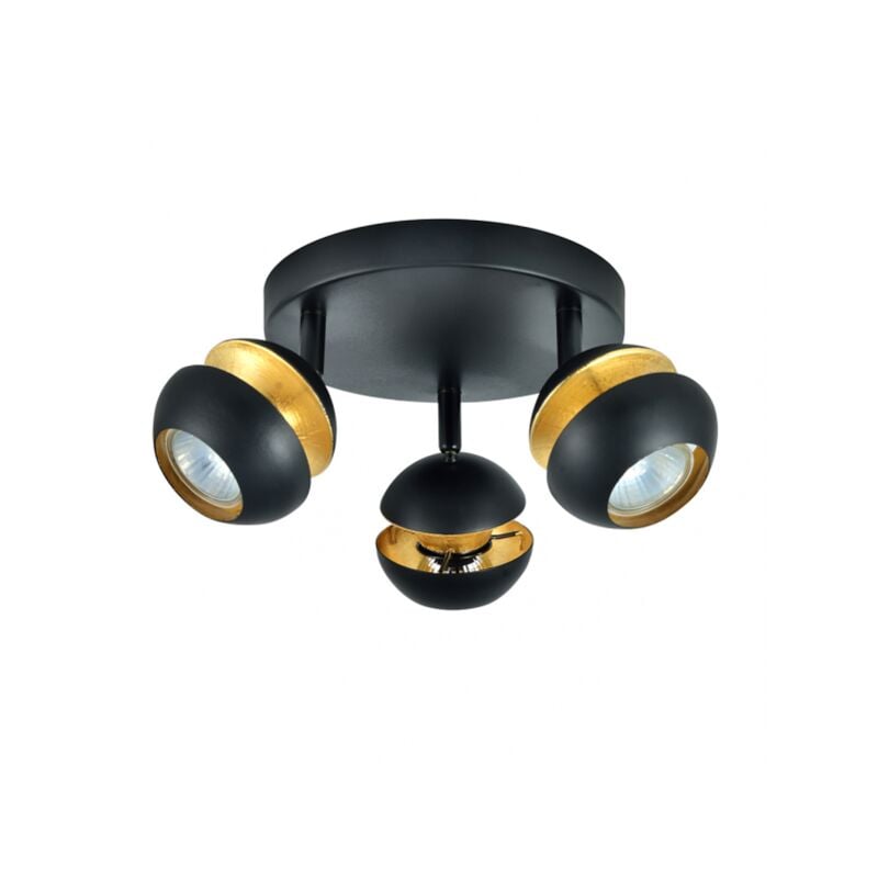 AKUNADECOR Plafond De 3 spots pour salle de bain Modèle Beethoven Noir/or