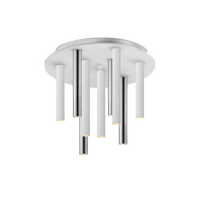 

Plafon blanco-cromo LED dimable modelo VARAS 9 luces - Schuller