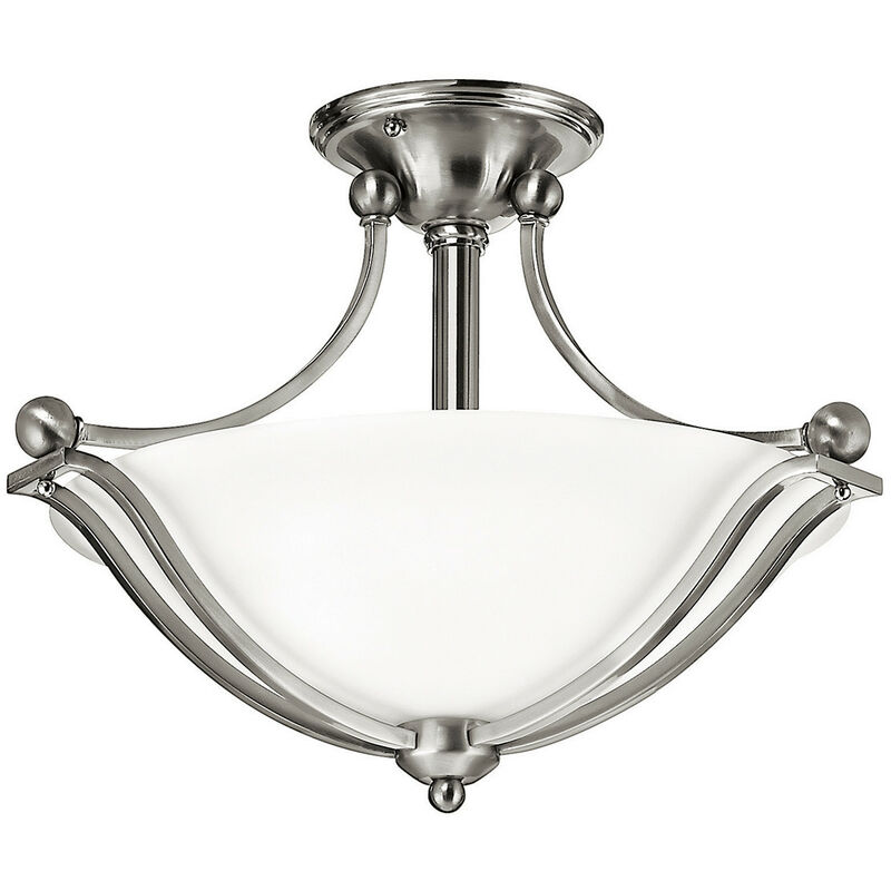 

Elstead Bolla - Lámpara de techo semi empotrada de 2 luces, níquel cepillado, E27