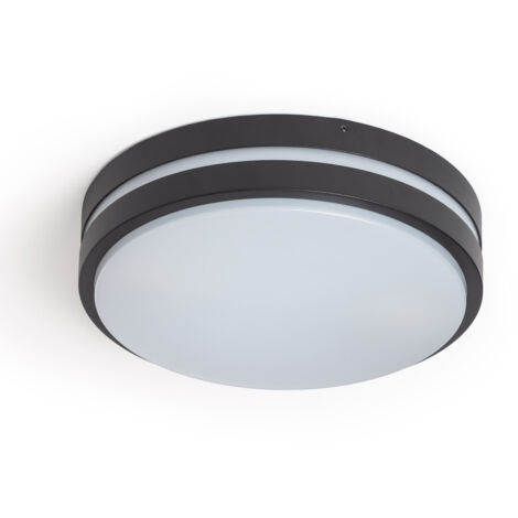 Plafón Circular Exterior Aluminio Ø285 mm Kadam Negro