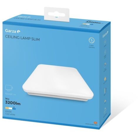 PLAFON CUADRADO 36W 3200LM 6500K 48X48X8 CM ABS BLANCO