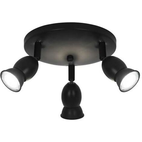 Plafón de 3 luces Bala acabado negro, 12 cm(alto)28 cm(ancho)28 cm(largo)