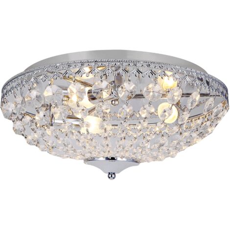 Plafón de cristal Lámpara de techo aluminio cristal sintético metal 16 cm diámetro 40 cm cromo 030003210