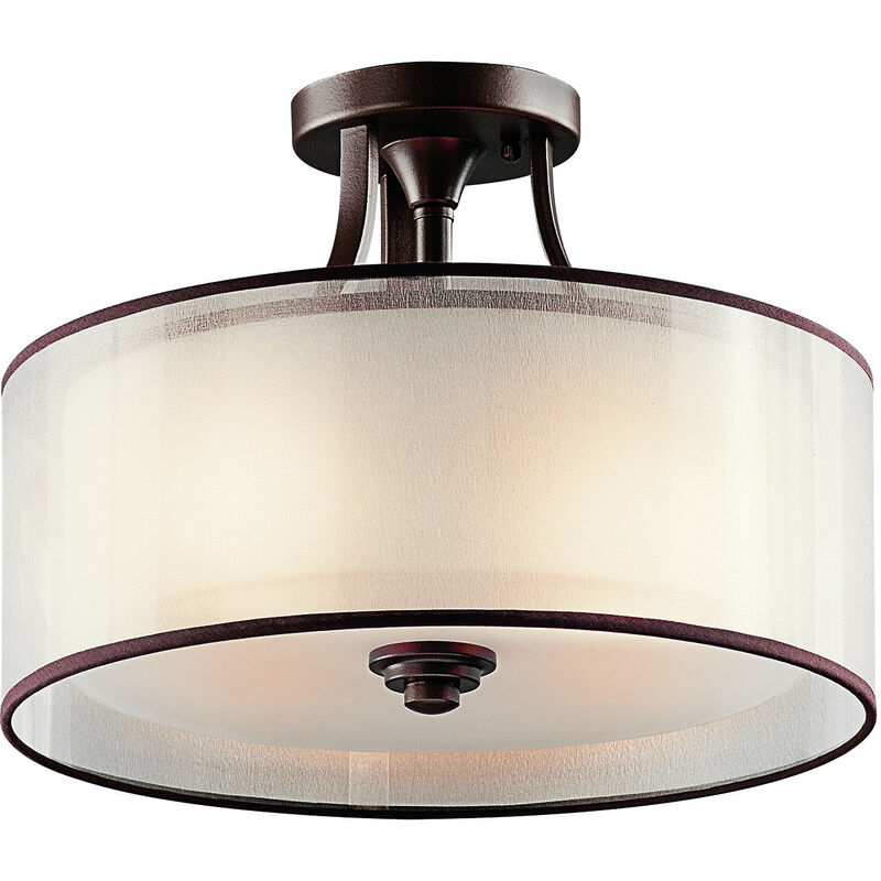

Lacey - Lámpara de techo de 3 luces, pequeña, semi empotrada, Mission Bronze, E27 - Elstead
