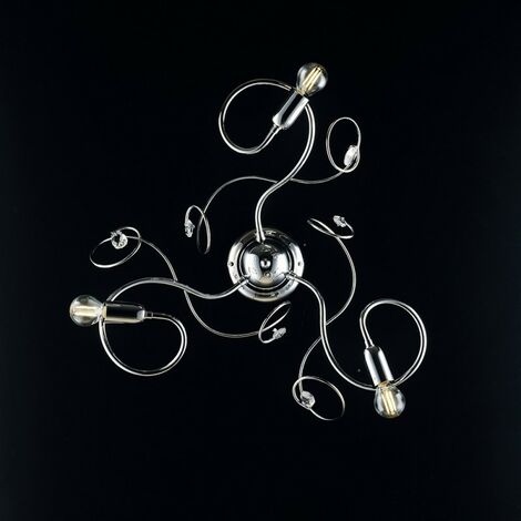 Plafón de hierro cromado pulido con pedrería cristal 3 luces 47xh.21 cm