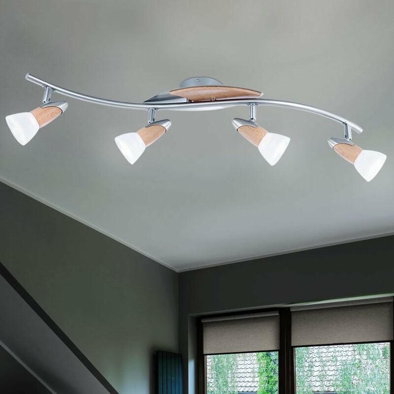 

Lámpara de techo de madera para sala de estar, foco de vidrio ajustable en un juego que incluye bombillas LED