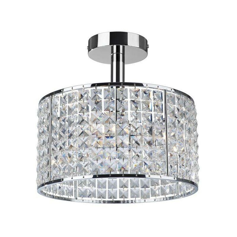 

Pearl - Lámpara colgante de techo semi empotrada para baño, 4 luces, cromo, cristal IP44, G9 - Firstlight