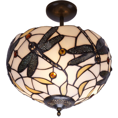 Plafón de techo bajo mediano Tiffany diámetro 30cm Serie Pedrera 224344