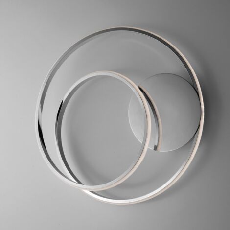 Plafón de techo de aluminio y metal cromado pulido con LED integrado 46x h7 cm