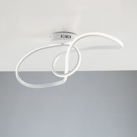 Plafón de techo en metal blanco y aluminio con LED integrado 68x24x h24 cm