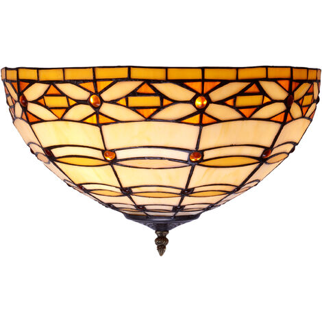 Plafón de techo mayor Tiffany diámetro 40cm Serie Marfíl 225200