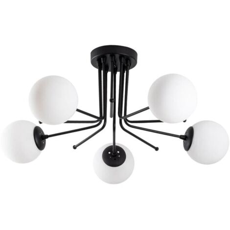 Plafón de techo "Model 12" de cinco luces (5xE27) – Negro