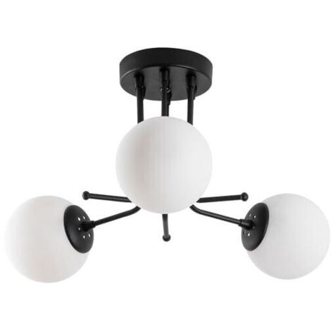 Plafón de techo "Model 12" de tres luces (3xE27) – Negro