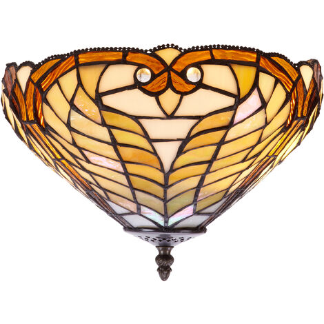 Plafón de techo pegado al techo con pantalla Tiffany diámetro 30cm Serie Dalí 238500