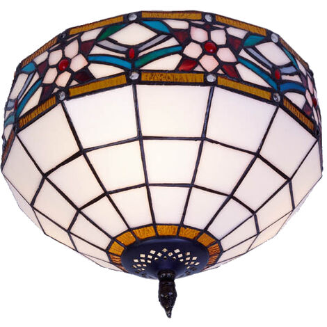 Plafón de techo pegado al techo con pantalla Tiffany diámetro 30cm Serie Museum 286500