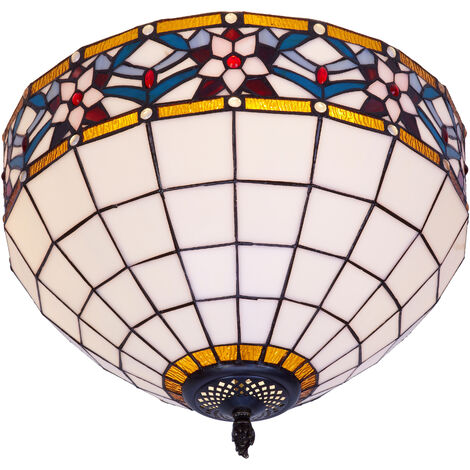 Plafón de techo pegado al techo con pantalla Tiffany diámetro 40cm Serie Museum 286200