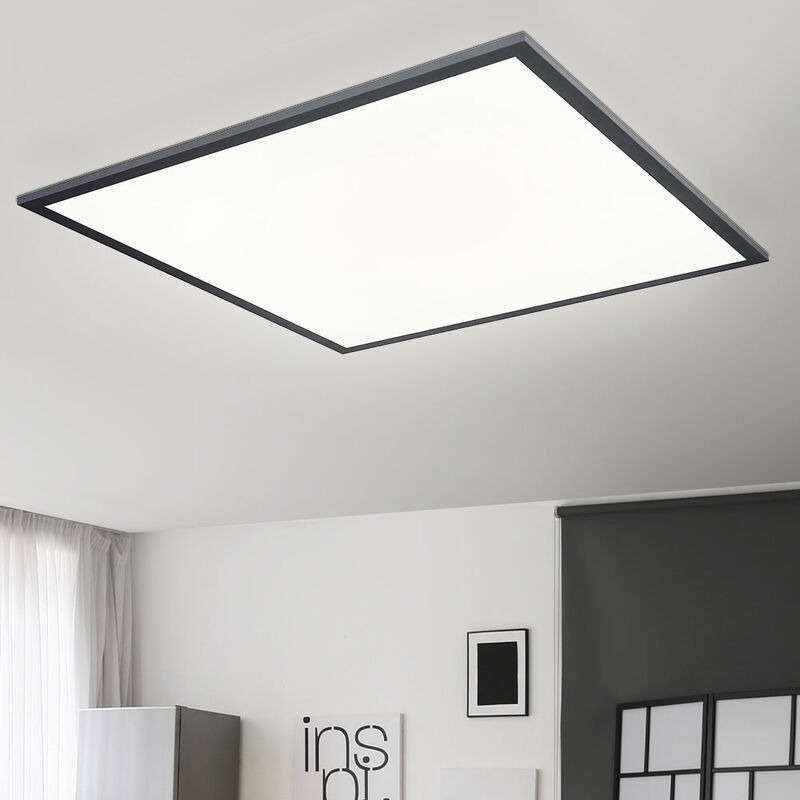 

Plafón de techo plano con panel LED Plafón de salón LED Plafón de techo, cuadrado ALU negro ópalo blanco mate, 1x LED 30 vatios 2000 lúmenes blanco