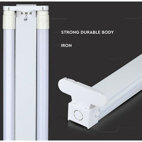 Plafón doble V-TAC para 2 tubos LED T8 de 120 cm en hierro IP20