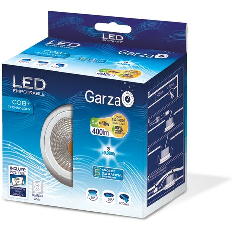Plafón Empotrable LED Blanco Orientable 30º, 5W, 400 lúmenes, 3000K