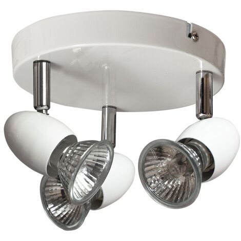 Plafon Foco Sonora Blanco 3xgu10 Bombillas Halogenas Incl 13x17d
