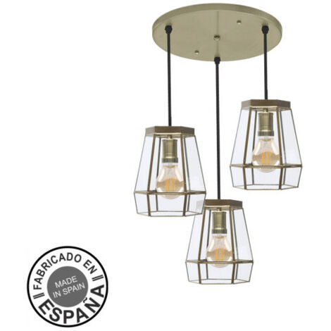 Plafon guia 3xe27 cuero regx42x42 cm