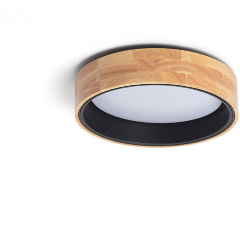 Plafón LED 15W Circular Madera y Aluminio Ø370 mm CCT Seleccionable Dari Negro