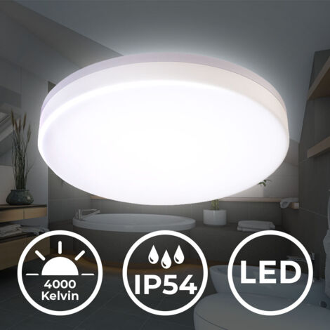 Plafón LED blanco I Panel LED de 13W Lámpara de techo moderna para baño LED Ø220mm IP54 I Plafón I Blanco neutra 4000K I 1600LM I plafon led techo