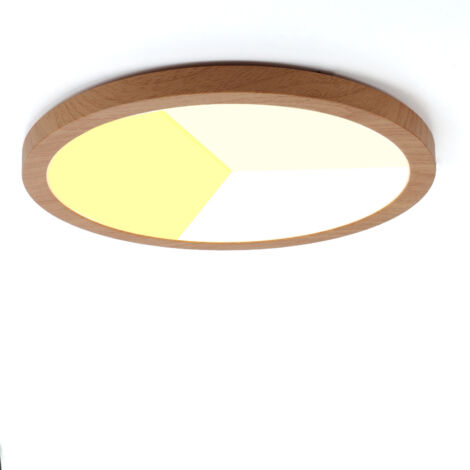 Plafón LED circular Ø300mm 24W IP44 madera CCT