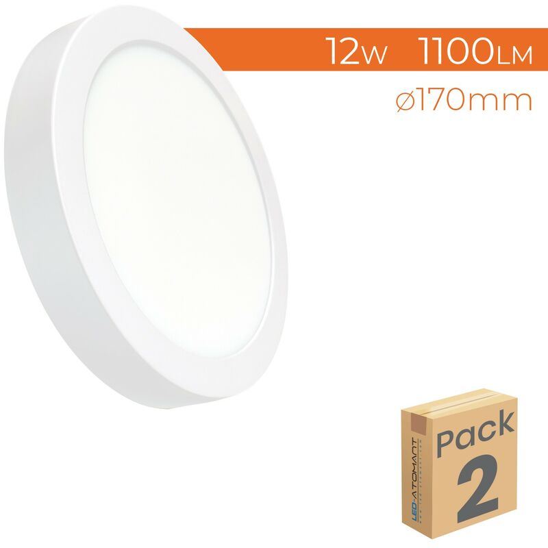 

Led Atomant Sl - Plafón LED Circular Superficie 12W 1100LM 170mm | Blanco Cálido 3000K - Pack 2 Uds. - Blanco Cálido 3000K