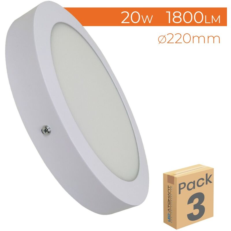 

Led Atomant Sl - Plafón LED Circular Superficie 20W 1800LM 220mm | Blanco Frío 6500K - Pack 3 Uds. - Blanco Frío 6500K