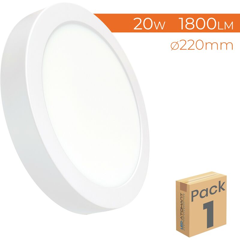 

Led Atomant Sl - Plafón LED Circular Superficie 20W 1800LM 220mm | Blanco Cálido 3000K - Pack 1 Ud. - Blanco Cálido 3000K