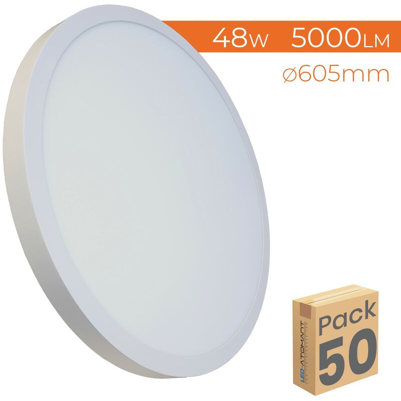 

Led Atomant Sl - Plafón LED Circular Panel Superficie 48W 5000LM 605mm | Blanco Frío 6500K - Pack 50 Uds. - Blanco Frío 6500K
