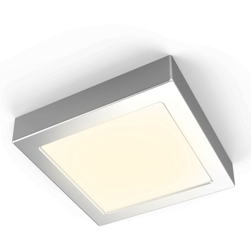 

B.k.licht - Plafón LED cuadrado 12W I Downlight I Luz blanca natural 3000K 900lm I 170x32mm I Lámpara de techo de I Plata mate
