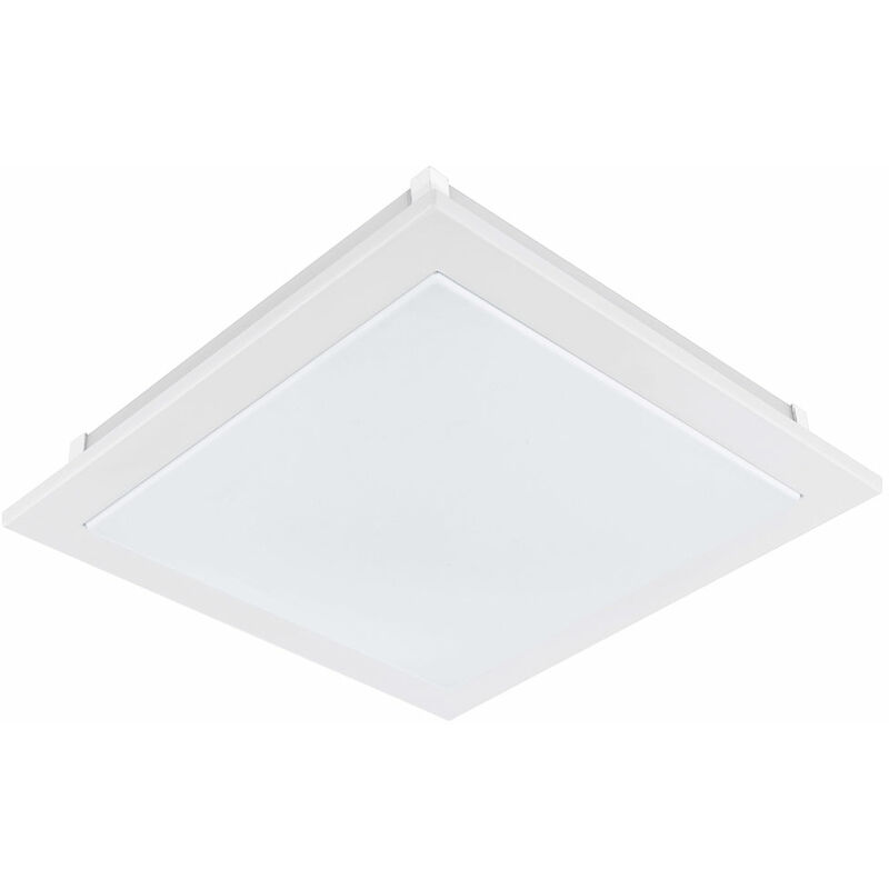 

Plafón LED cuadrado comedor plafón plafón salón plafón blanco, fabricado en acero y cristal, 1x LED 18W 1506Lm blanco cálido, L x Al 38,5x6,5 cm