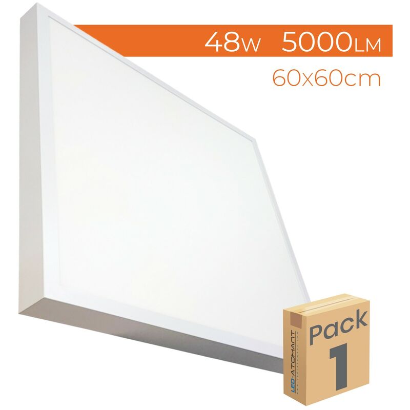 

Led Atomant Sl - Plafón LED Cuadrado Panel Superficie 48W 5000LM 600mm | Blanco Neutro 4500K - Pack 1 Ud. - Blanco Neutro 4500K