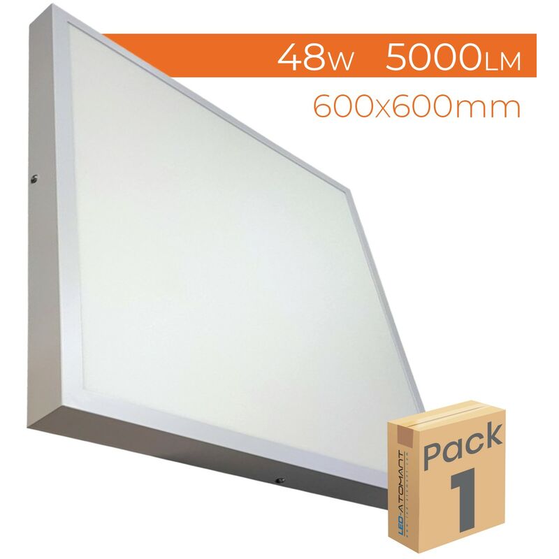 

Led Atomant Sl - Plafón LED Cuadrado Panel Superficie 48W 5000LM 600mm | Blanco Cálido 3000K - Pack 1 Ud. - Blanco Cálido 3000K