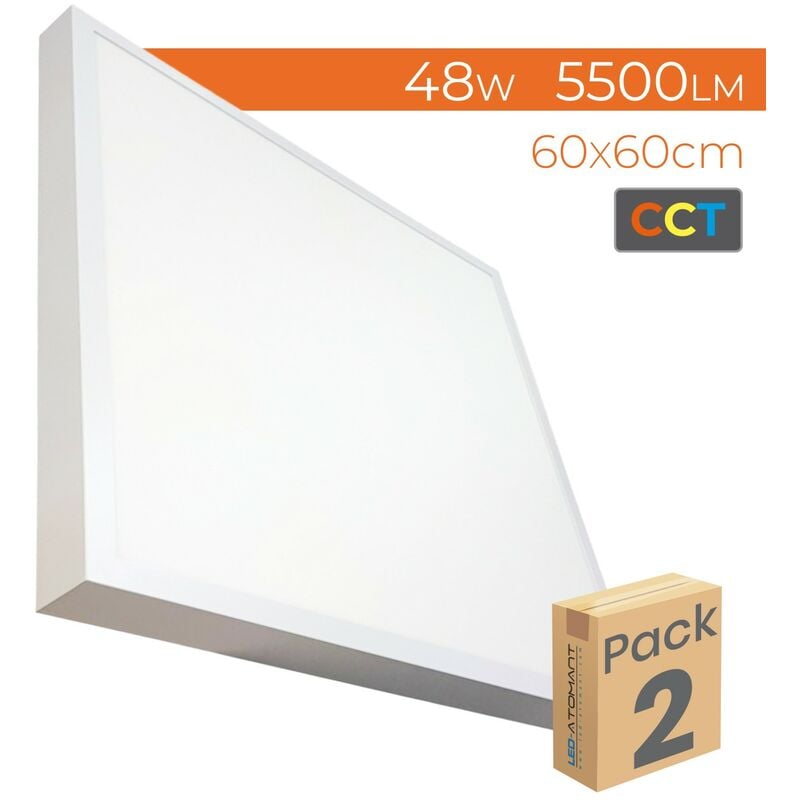 

Plafón LED Cuadrado Panel Superficie 48W 5000LM 600mm | Blanco Frío 6500K - Pack 2 Uds. - Blanco Frío 6500K