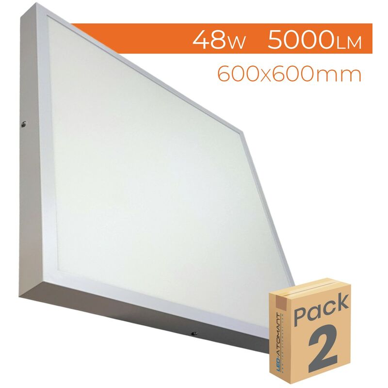 

Led Atomant Sl - Plafón LED Cuadrado Panel Superficie 48W 5000LM 600mm | Blanco Cálido 3000K - Pack 2 Uds. - Blanco Cálido 3000K