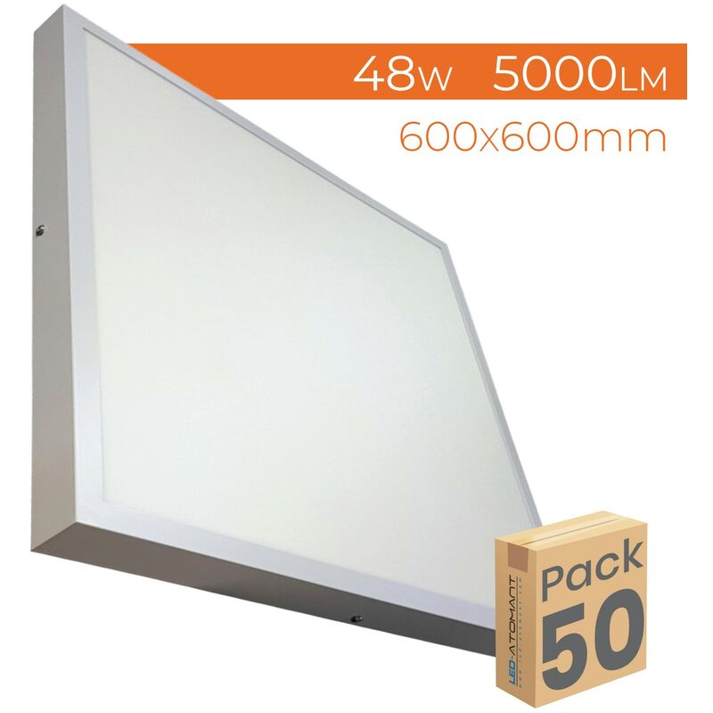 

Led Atomant Sl - Plafón LED Cuadrado Panel Superficie 48W 5000LM 600mm | Blanco Cálido 3000K - Pack 50 Uds. - Blanco Cálido 3000K