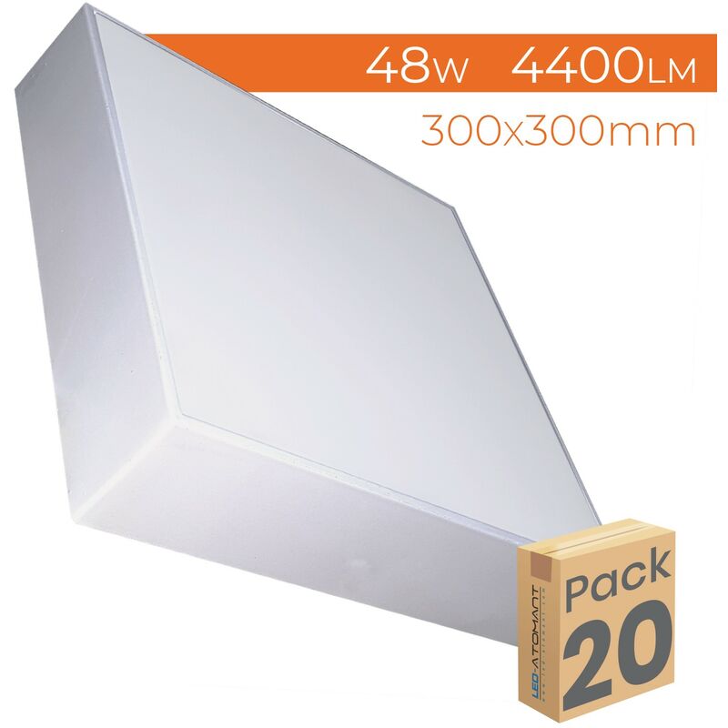 

Led Atomant Sl - Plafón LED Cuadrado Superficie 48W 4400LM 300mm Frameless | Blanco Neutro 4500K - Pack 20 Uds. - Blanco Neutro 4500K