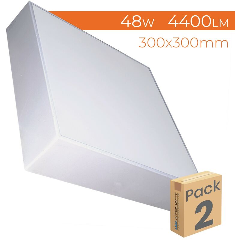 

Led Atomant Sl - Plafón LED Cuadrado Superficie 48W 4400LM 300mm Frameless | Blanco Neutro 4500K - Pack 2 Uds. - Blanco Neutro 4500K