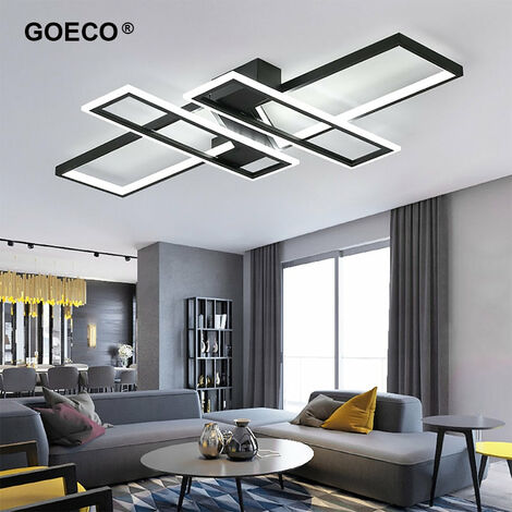GOECO Plafón LED Diseño moderno Blanco Frío 6000K Rectángulo Lámpara Techo LED Para salón dormitorio comedor despacho Negro