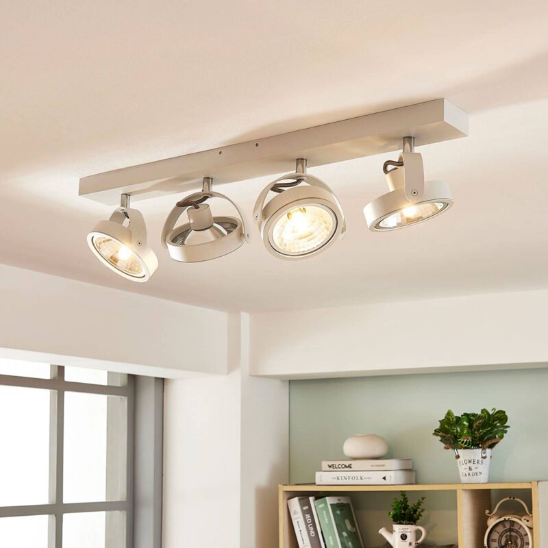 

Plafón LED Lieven alargado, 4 brazos, blanco