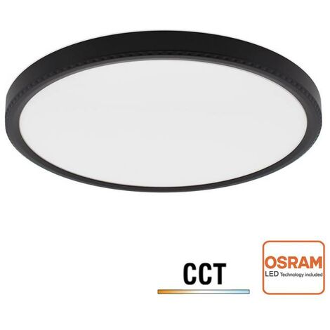 Plafón Led MOON KRAMFOR 22W, Ø300mm, CCT, regulable, negro, 3000-4000-6000K