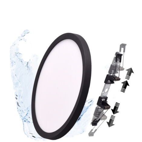 Plafón LED negro Ø225mm 18W IP44 CCT ultrafino