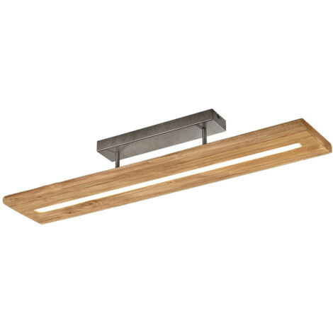 Plafón Led Rectangular Brad Madera Natural Trio Lighting