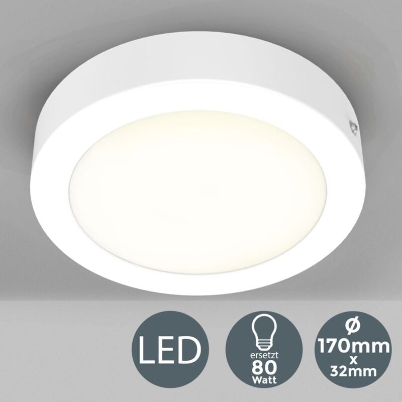 

B.k.licht - Pláfon LED redondo incl. módulo Led de 12W I Luz blanca natural 3000K 900lm I Ø170 I Downlight de superficie I Lámpara de techo de