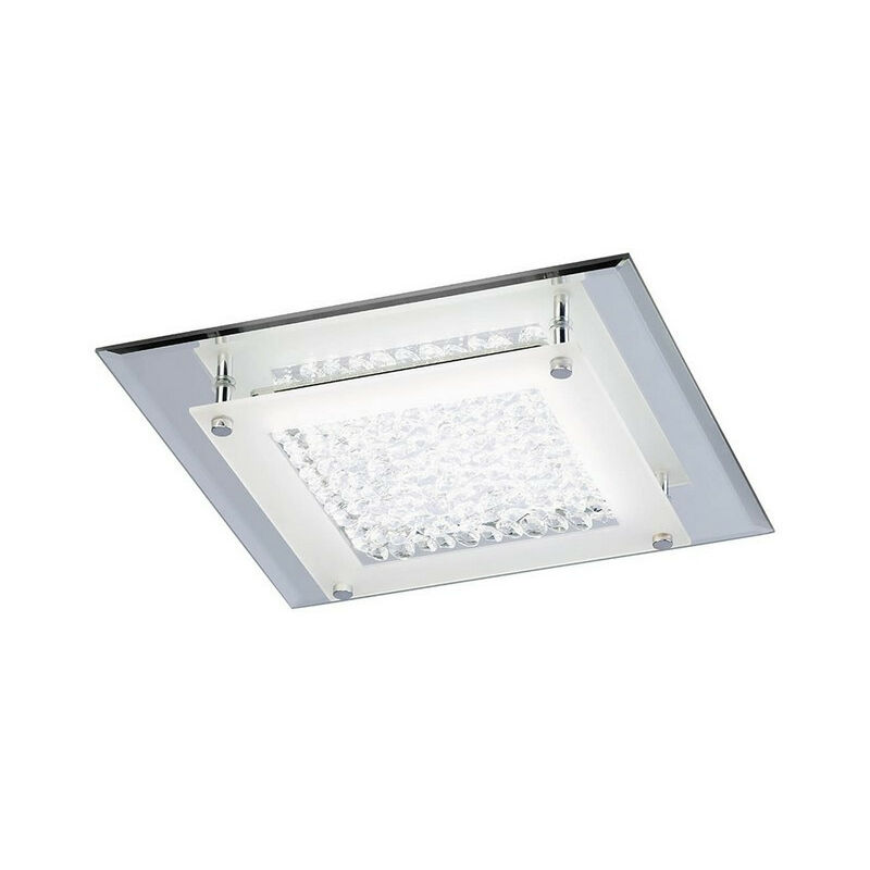 Image of Inspired Lighting - Inspired Mantra Cristal led Cristal Flush Light 28cm Square 12W led 4000K, 1200lm, Cromo lucido / Cristal, 3 anni di garanzia